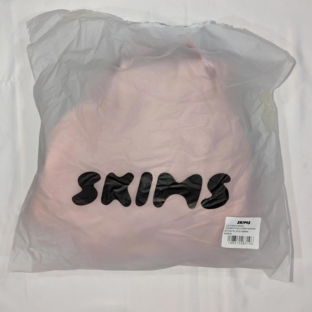 SKIMS Cotton Fleece Classic Pullover Hoodie Light Pink M Women Logo NWT - Picture 7 of 7